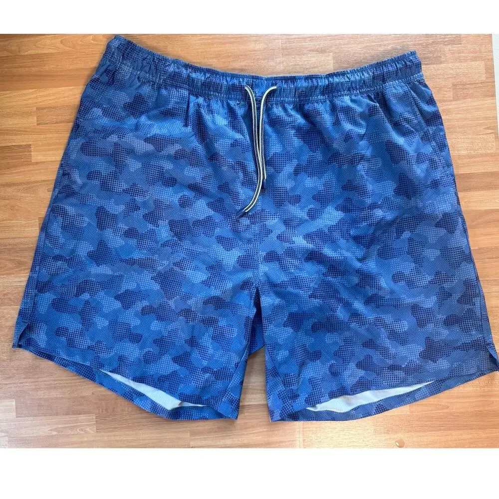 Peter Millar Seaside Wash Blue Digital Camo Swim Trunks Shorts Men's Size XL